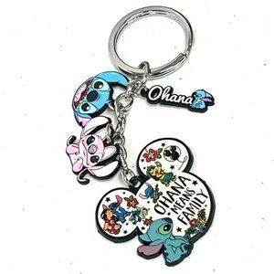 Disney Blue and Pink Stitch Ohana Keychain